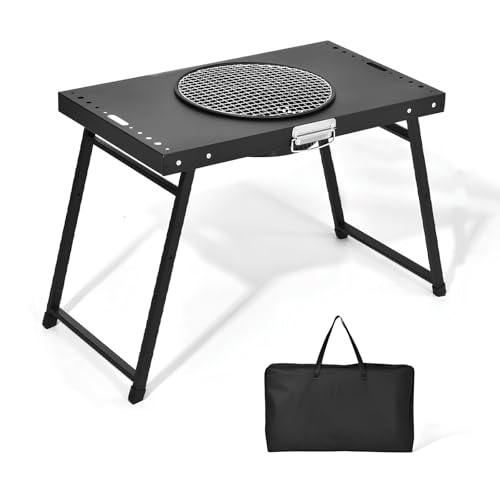 PQPQLI Barbacoa De Carbon, Barbacoa De Carbón Vegetal Multifuncional con Mesa Plegable Barbacoa Portátil Desmontable con Bolsa De Almacenamiento, Fácil De Montar Y Limpiar