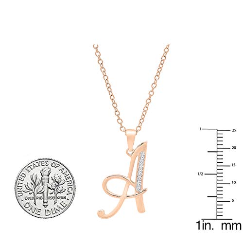 Dazzlingrock Collection 0.05 Cttw 18K Round Diamond Fancy Letter Alphabets Initial Pendant, Solid White Gold4