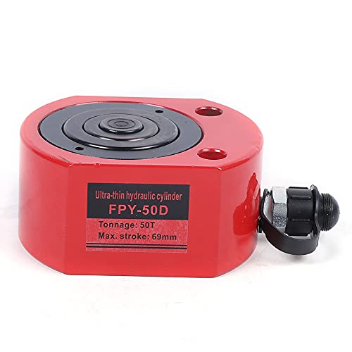 Xlsdlvcnxz 50 Ton Low-Profile Multi-Stage Hydraulic Jack 2.52 Inch Stroke Compact Design for Industrial Lifting