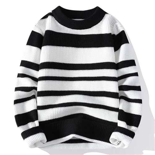 Men's Stripe Pattern Sweater Men Casual Sweaters Warm Long Sleeve O-Neck Pullovers2