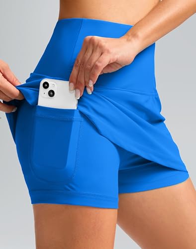 Image of SANTINY Women's High Waisted Swim Skirt with Pocket Tummy Control Tankini Swimsuit Bathing Suit Bottoms for Women
