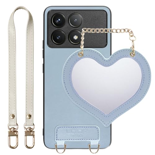 LOOF CHARM-SHELL �{�v ���U�[ �~���[�`���[���t�� �X�}�z�P�[�X for Xiaomi POCO F6 Pro �p �P�[�X �J�o�[ �X�g���b�v �V���[�g�X�g���b�v �X�g���b�v�z�[�� �~���[ �� ���킢�� �V���v�� �ϏՌ� ���^ �y�� lea