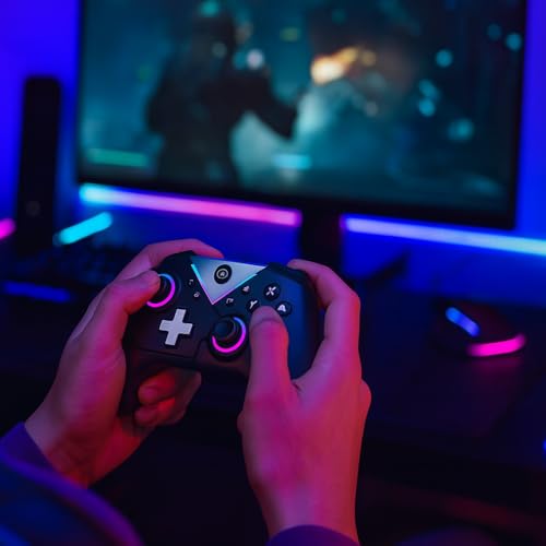 Image of Offbeat Bluetooth 5.2 wireless RGB gaming Controller for PC, IOS / Android | Dual-mode BT 5.2 + Wired gamepad | Hall effect magnetic triggers & joystick | Macro programmable button and turbo mode | Rechargeable Type C