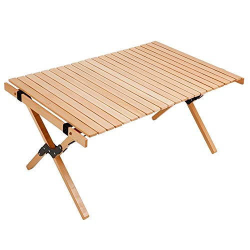 Table enroulable de camping en bois pliable et facile à transporter
