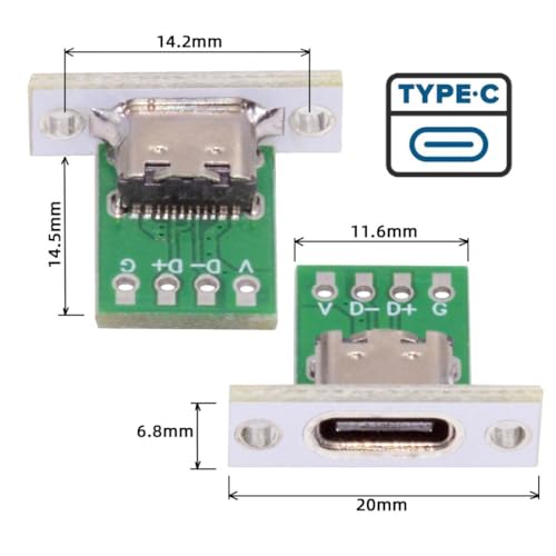 chenyang Pack de 5 Conectores USB C hembra miniatura 4
