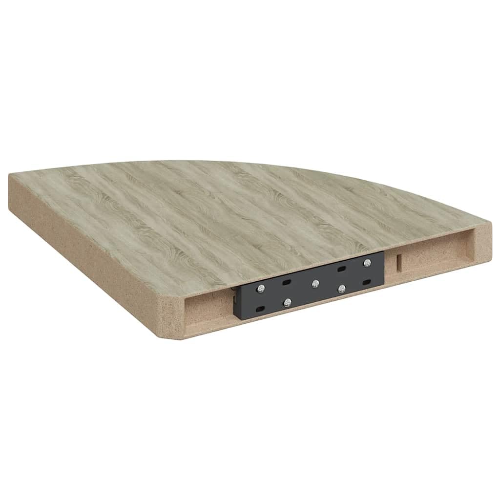 Estantería de esquina flotante de madera de densidad media (35 x 35 x 3,8 cm), diseño de roble | Estante de pared para sala de estar o pasillo que ahorra espacio con soporte invisible y capacidad de carga de hasta 5 kg.