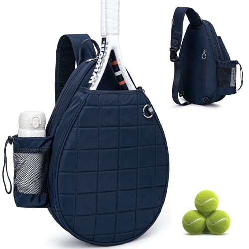 KAVIGOR Tennis Bag Holds 2 Rackets, Quilted Tennis Backpack, Waterproof Crossbody Sling Pickleball...