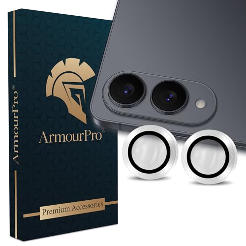 Image of ArmourPro Camera Lens Tempered Glass for Samsung Galaxy S25 Edge (6.7 Inches) Tough HD Individual Aluminum Alloy Rings 9H Camera Cover, Scratch-Resistant,Camera Lens Protection| Silver, 1 Pack
