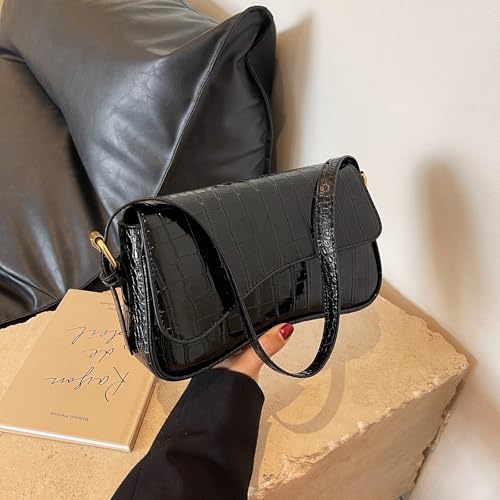 Image of Shoulder Bag for women Y2K Crossbody Vegan Leather Purse Straps Retro Clutch Hobo Hadbags with 2 Removable