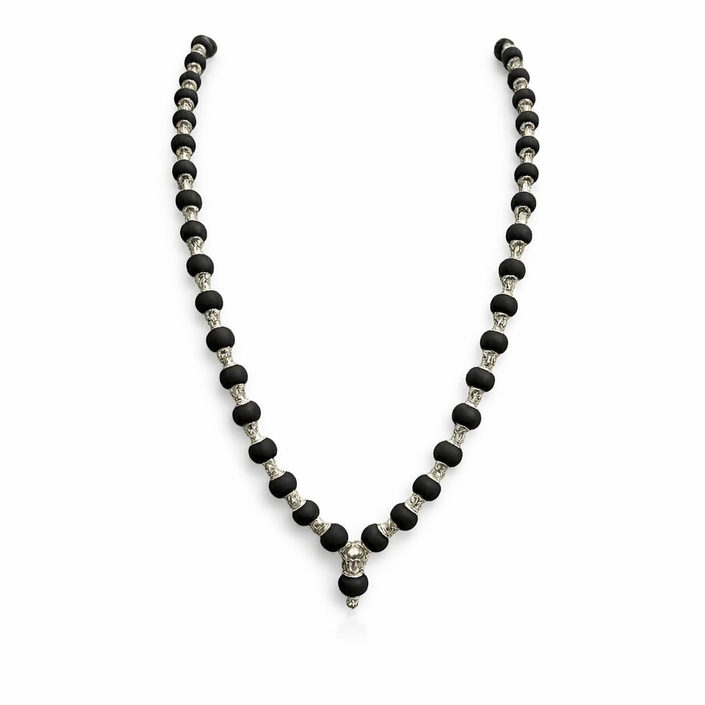 SENDAN Original 925 Silver Karungali Malai - Plain Cap (8MM, 26 inch, 54 Beads) / Government Lab Certified Malai-picture-31