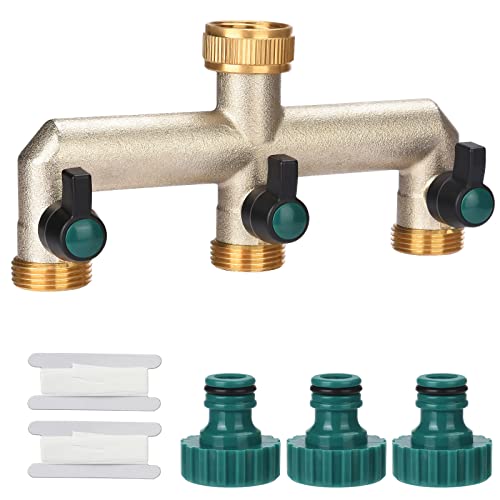 Drado 3 Way Outdoor Water Taps Distributor Brass Garden Tap Splitter,3/