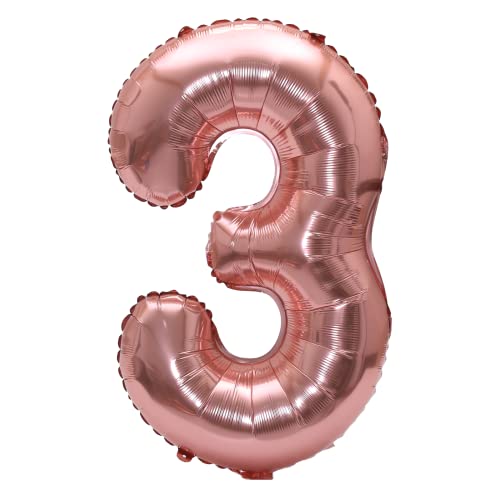 Image of YPSelected 32 Inch Large Foil Helium Number Balloon Birthday Wedding Party 0-9 (Rose Gold, 3)