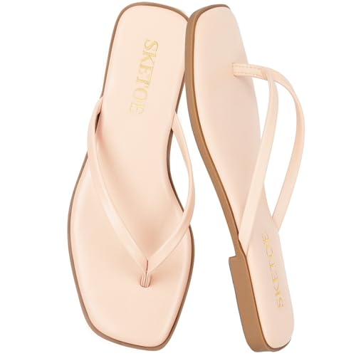 Image of Flip Flops Sandals for Women Square Toe Lightweight Thong Slides
