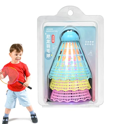 Pruojhw Volantes luminosos de 3 piezas que brillan en la oscuridad, juego de volante, equipo deportivo de nailon para adultos, principiantes, niños, juego de entrenamiento para jardín