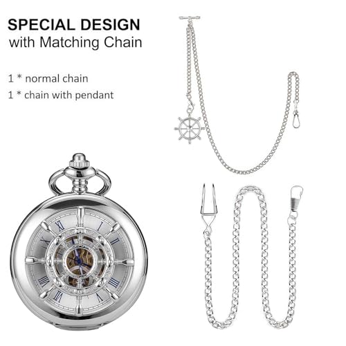 Reloj de bolsillo mecánico de doble caja SIBOSUN con acabados de alta relojería antigua 4