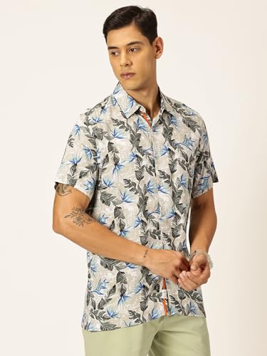 Image of Thomas Scott Men's | Printed | Half Sleeve | Regular Fit | Cotton Rayon | Spread Collar | Casual Shirt