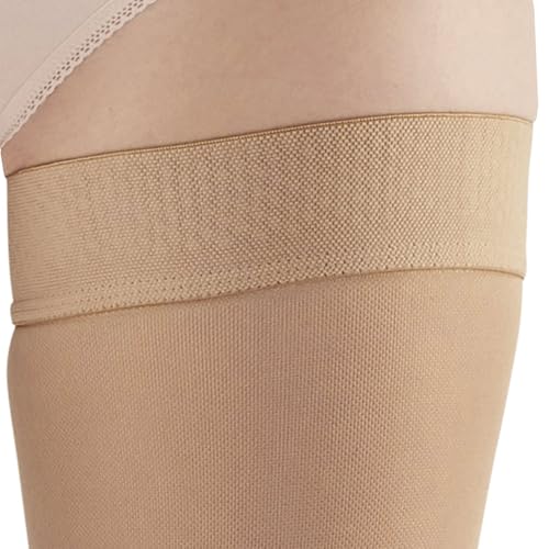 Ames Walker AW Style 257 Microfiber Opaque 15-20 mmHg Moderate Compression Closed Toe Thigh High Stockings w/Band Natural Small3