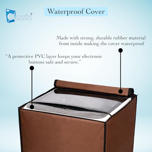 Image of Classic Top Load Washing Machine Cover Suitable For LG 7 Kg, 7.2 Kg, 7.5 Kg, 8 Kg, Waterproof & Dustproof (56cmsX56cmsX88cms, Brown)