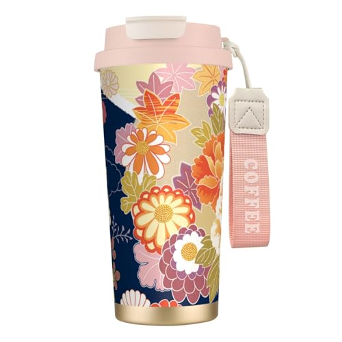 タンブラー 和柄 花 和風 マグボトル コーヒーカップ 水筒 保温 保冷 ウォーターボトル 蓋付き ストロー付き 直飲み おしゃれ プレゼント