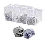 WENKO Socken-Wäschenetz mit 4 Fächern, Socken-Netz mit Reißverschluss und Abdeckung, schont die Kleidung, keine verlorenen Socken und kein Sortieren mehr, hochwertiges Polyester, 17 x 40 x 17 cm, Weiß