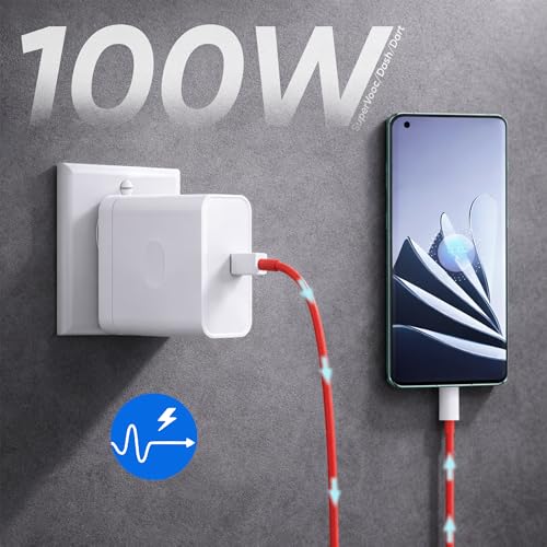 Image of KARWAN 100W USB to Type C Cable,SuperVooc /Wrap /Dash Fast Charger Charging Cable Compatible with Oneplus Open /15R /15 /15T /13 /13R /12 /12R /11 /11R /10R /10T /10 /9 /8 /7 /6 /T /Pro,Nord 5 /4 /3,Ce 5 /4 /3,Tablet & More
