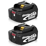 2er Pack 8.0Ah Ersatzakku für Makita Akku 18V für BL1815 BL1850 BL1860 Akkuschrauber DHP453 Bohrhammer HR265 Sägen DSS610 und mehr Ideal für Heimwerker Baustelle Gartenarbeit Werkstatt