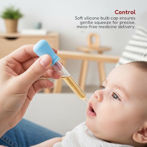 Image of Baybee Medicine Dropper for Baby | BPA-Free Multipurpose Soft Silicone Bulb Baby Feeder for Medicine, Syrup, Vitamins | Easy-to-Clean & Reusable Oral Filler Dropper 5ml (Blue)