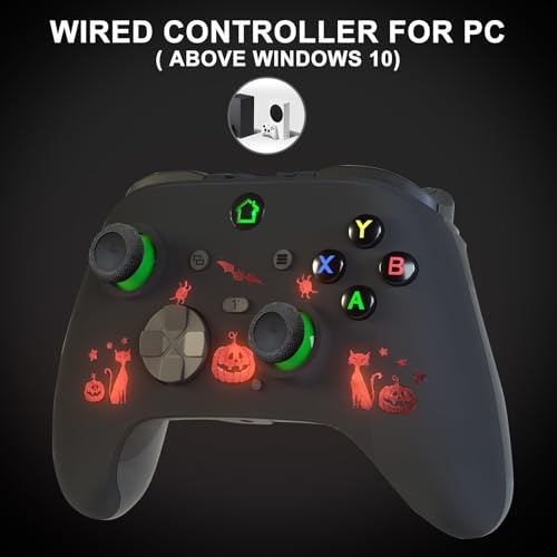 Image of conwin Wired Game Controller for PC and X-BOX-1 /One, Support RGB LED, Turbo, Programmable Button, 3.5mm Jack, Vibration, USB Gamepad for X-BOX-1 need updated by yourself (Halloween)