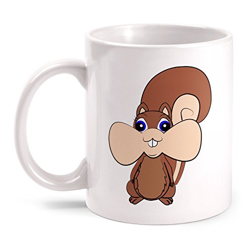 Fashionalarm Taza Waf para nueces impresa por ambos lados con texto y diseño, idea de regalo divertida para fans de ardillas, cumpleaños y Navidad, color: blanco