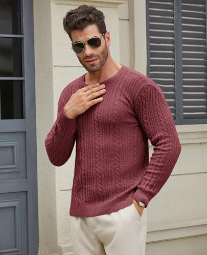 Mens Sweater Crewneck Sweaters for Men Dress Sweater Cable Knit Sweater Lightweight Mens Pullover Sweater2