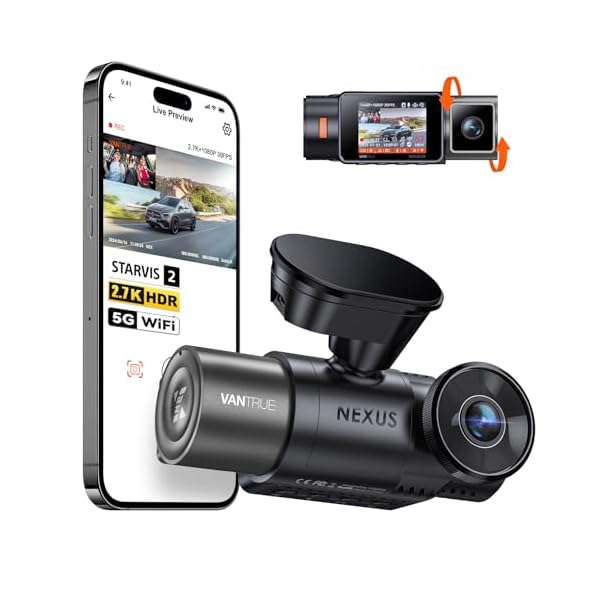 Vantrue N2X 2.7K Dash Cam Front and Inside, 5G WiFi Dual Dash Camera for Car with Starvis 2 HDR IR Night Vision, GPS, LTE Support, 24/7 Buffered Parking Mode, 60FPS, Voice Control, Support 512GB Max