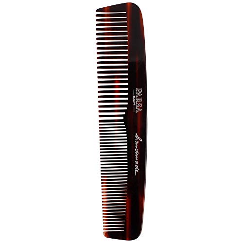 PARSA BEAUTY Haar-Kamm/Bartkamm 14 cm in Braun mit 2 Zahnungen fein & grob Handmade Made in Germany aus 100% recyceltem Kunststoff hergestellt