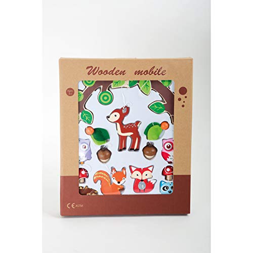 Small Foot Walddiere" mobiel, hout en stof, meerkleurig, 66 x 29 x 29 cm - Afbeelding 3