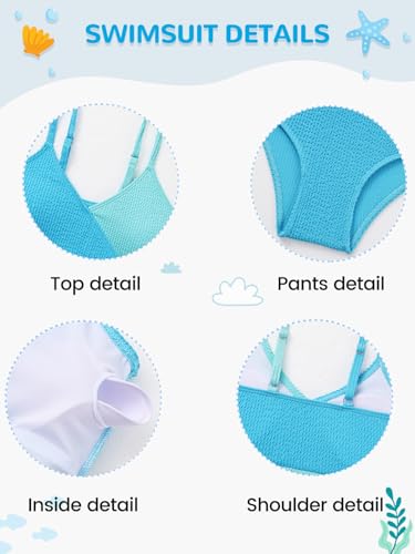 Image of Girl's 2 Piece Swimsuit Solid Spaghetti Strap Bikini Sets Beach Bathing Suit Swimwear for Teen Girls