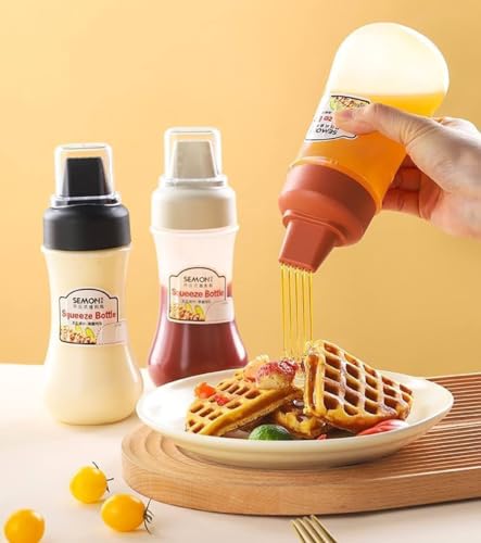 Image of Multipurpose Squeeze Bottle - Leak-Proof Plastic Sauce Dispenser with Flip Cap & Easy Flow Nozzle for Ketchup, Mayo & Honey, Reusable Sauce Bottle for Travel, School Kids & Office (1)
