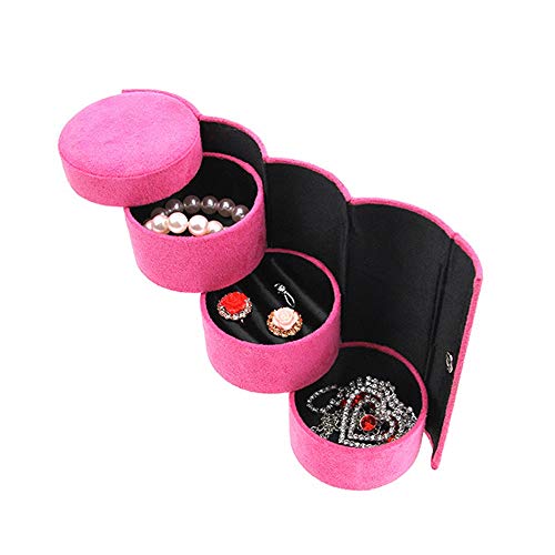 Preisvergleich Produktbild Schmuckkästchen Koffer und Aufbewahrung Fleece-Zylinder Drei-Schicht Schmuckschatulle Tragbare Rohr Schmuck Aufbewahrungsbox Kleine Tragbare Drei-Schicht Ohrringe Ring Schmuck Geeignet für Züge, Hotel