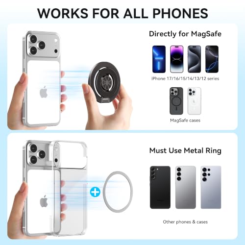 Magnetic Phone Ring Holder for MagSafe - Cell Phone Grip Stand with Aromatherapy Double-Sided Finger Grip Stand Compatible with iPhone 17/16/15/14/13/12 Series and Magnetic Car Mount (Black) - Image 7