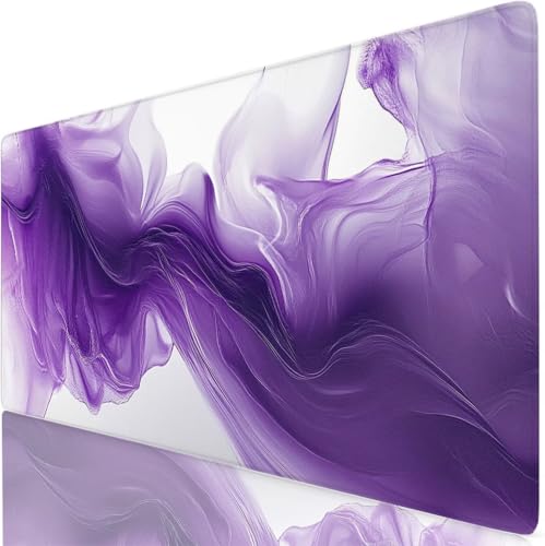 Tapis de Souris XXL 90x30cm Violet Abstrait - Sous-Main Bureau Antidérapant pour PC