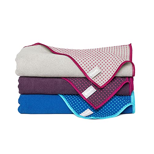 Serviette de Yoga GRIP2 | avec Picots antidérapants | en Microfibre | Serviette d'entraînement antidérapante pour Tapis de Yoga | Antibactérien | Bleu – Image 6