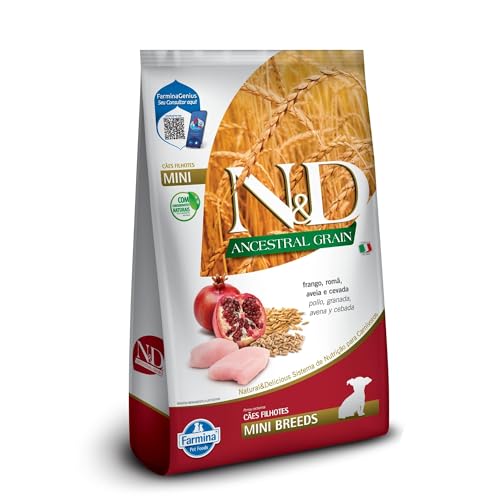 N&D Ancestral para Cães Filhotes de Raças Mini e Pequenas Sabor Frango, Romã, Aveia e Cevada 2,5Kg