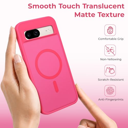 Coque Google Pixel 8 antichoc rose rouge mate compatible MagSafe contre chutes et rayures