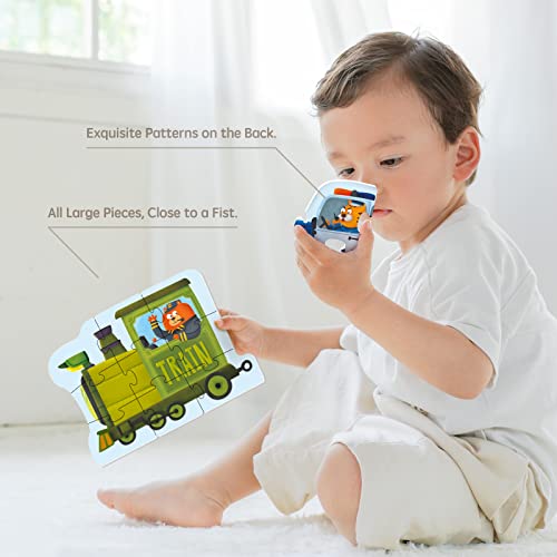 Image of TOI 6 Packs Large Piece Toddler Jigsaw Puzzles for Kids Ages 3-5 - Traffic | My First Puzzle, Animal Shaped Floor Puzzles for Beginner, Preschool Learning Game, Educational Activity for Boys Girls Gift