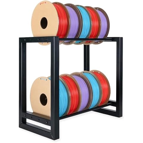 Iron Forge Tools 3D Printer Filament Storage Rack - Steel Wall Mounted or Table Top PLA Storage Filament Spool Holder, 17x16x10 Inches, Adjustable Width Works with Large & Small 3D Printing Filament Cover