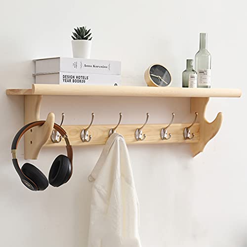 Estante de pared de madera rústica con ganchos para entrada, baño, sala de estar, perchero montado en la pared con estante de almacenamiento, ganchos decorativos de pared para llaves, abrigos