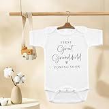 Pregnancy Announcement Onesie Bodysuit Polyester Baby Announcement Ideas Unisex Baby Bodysuit Vest Short Sleeved Pregnancy Reveal Gift for New Mum New Dad Baby (First Great Grandchild, 0-3 Months) - Image 3