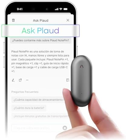 Plaud NotePin Grabadora de Voz con IA, Control por App para Tomar...