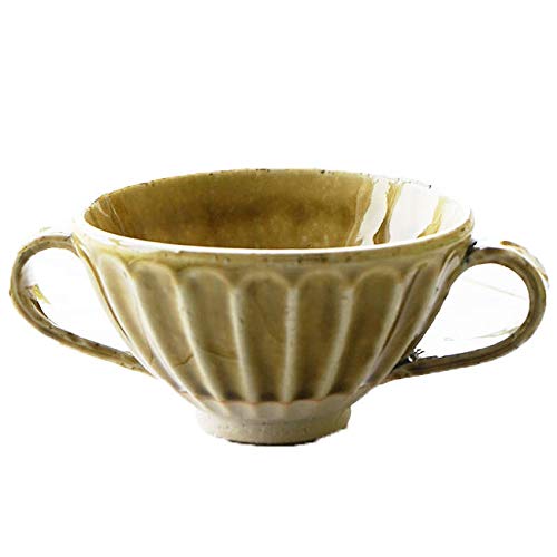 和食器 松助窯 しのぎ 両手ブイヨンスープカップ グラタン 灰釉ビードロ ミネストローネ コーン シリアル おうち カフェボウル 日本製 美濃焼