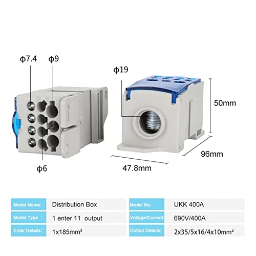 UKK400A connecteur electrique universel et boite distribution rail Din