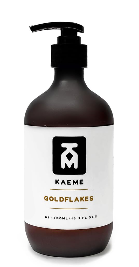 KAEME.COM GOLDFLAKES LUXURIOUS BLACK SOAP BODY WASH-Plant Based,Antifungal, Handmade,Sulphate,Paraben,Dye Free,Nourishing & Soothing Formula,Pimple,Eczema,Acne, Anti-Bacterial Herbal-500mL /16.9Fl oz)