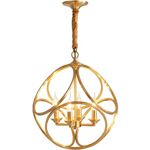 Lustre à bougies globe rond or pour illuminer votre salle à manger